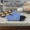 Hastings Home Silicone Oven Mitts, Extra Long Heat Resistant with Quilted Lining, 2-sided Textured Grip, 1-pair, Blue 283726DKK